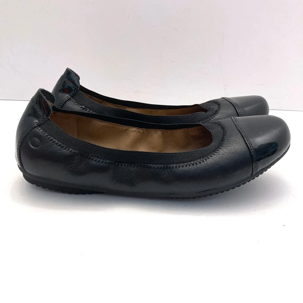 Josef Seibel Pippa Ballet Flats Womens 6-6.5 EU 37 Black Leather Patent Cap Toe